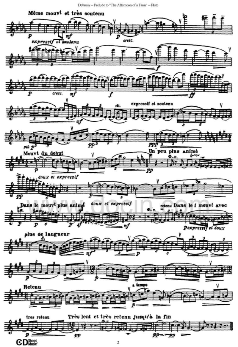 德彪西牧神午后长笛谱DebussyPreludetoTheAfternoonofaFaun-Flute乐谱.pdf_第2页