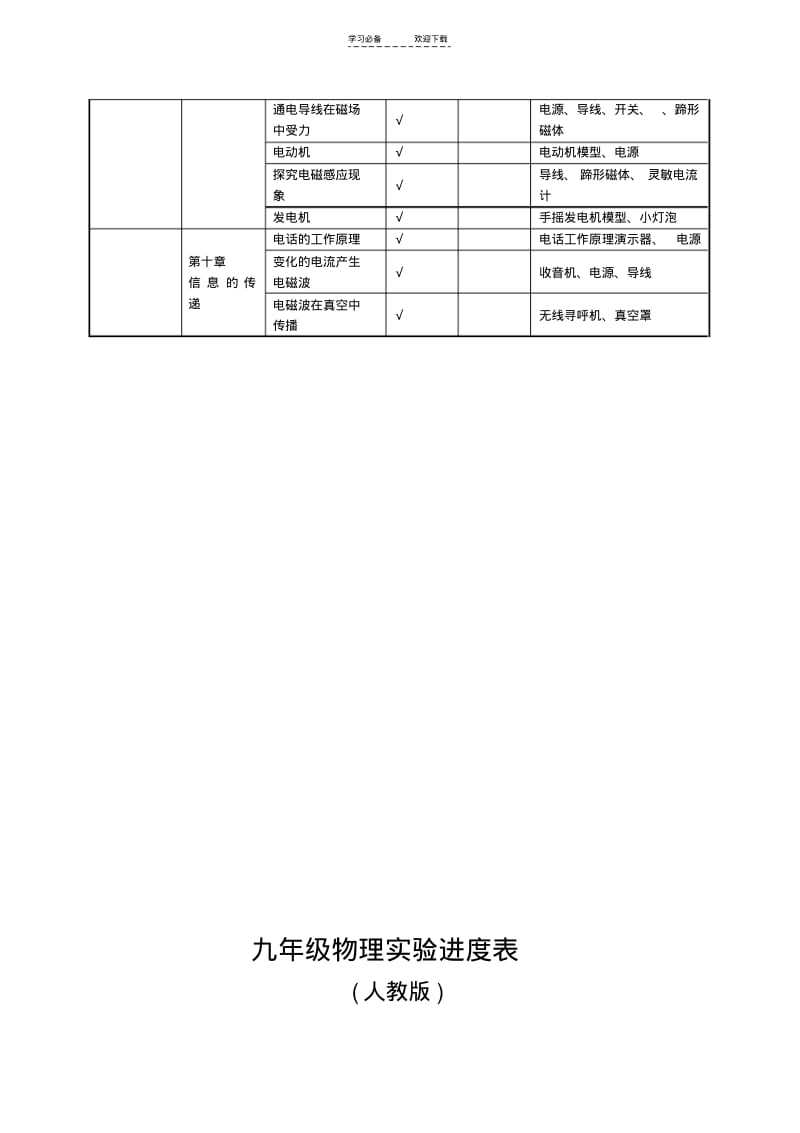 【优质文档】(人教版)初中物理实验进度表有用.pdf_第3页