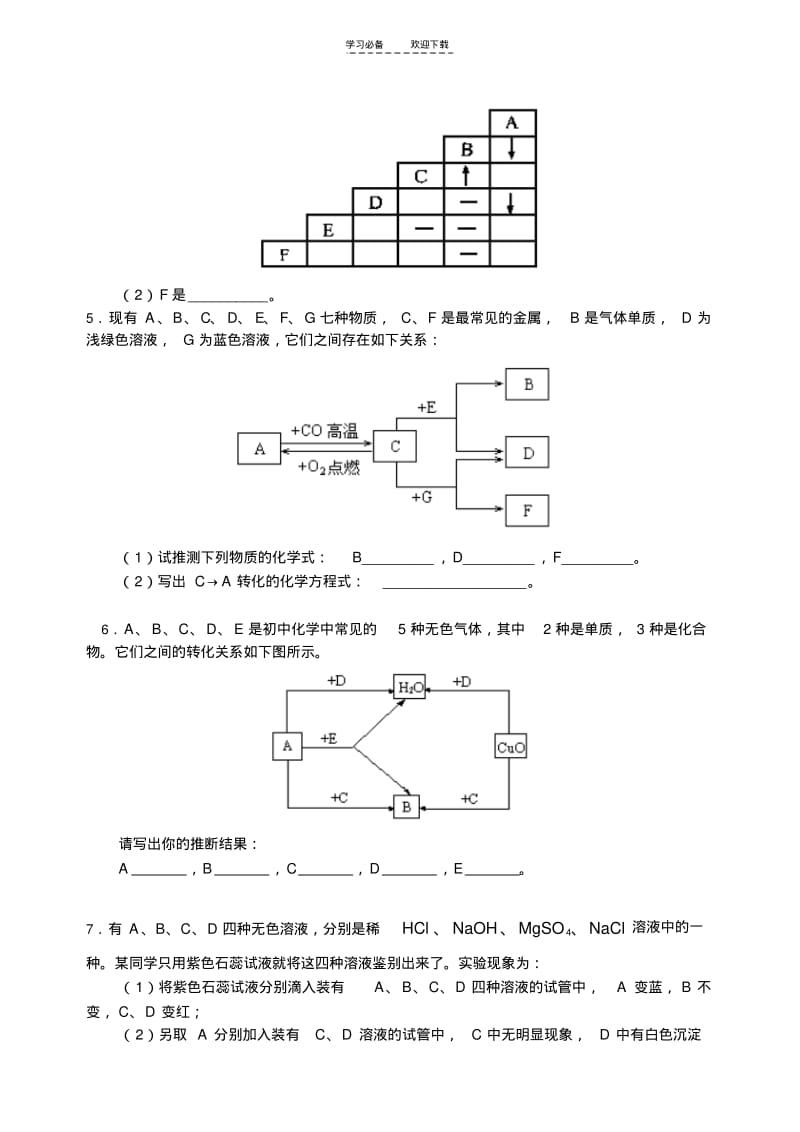 【优质文档】初中化学全部推断题总结(含答案).pdf_第2页