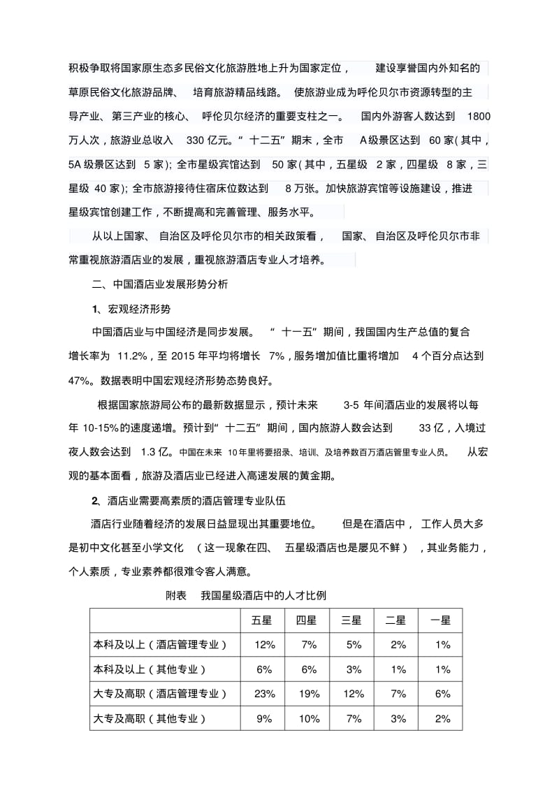 【优质文档】增设酒店管理专业论证报告文档.pdf_第2页