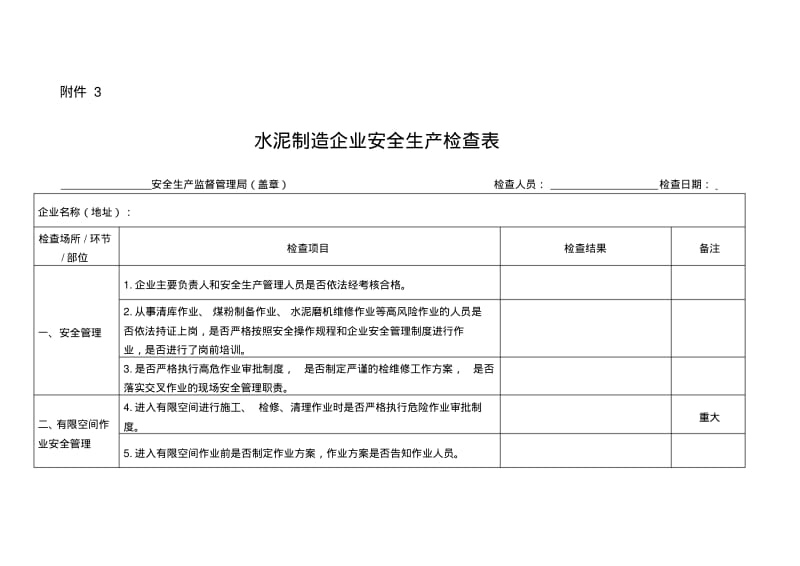 【优质文档】水泥制造企业安全生产检查表.pdf_第1页