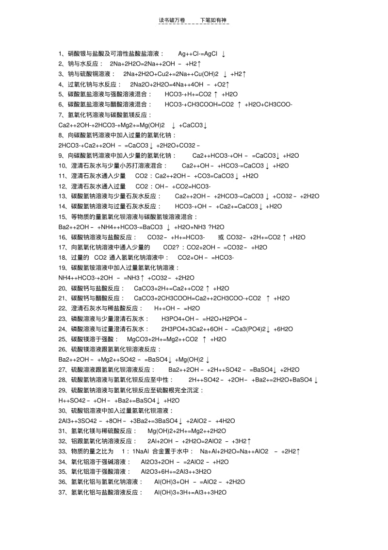 【优质文档】高中化学与量有关的离子反应方程总结.pdf_第1页