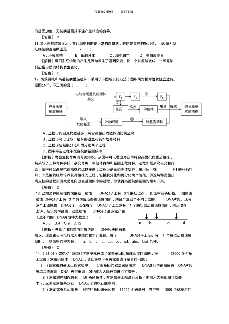 【优质文档】高中生物必修二遗传与进化练习题(带解析).pdf_第3页