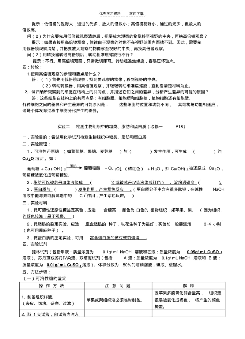 【优质文档】高中生物教材实验复习终版.pdf_第2页