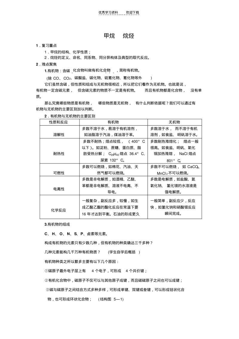 【优质文档】高三化学甲烷和烷烃.pdf_第1页