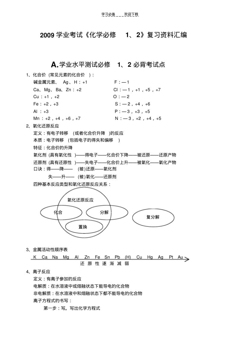 【优质文档】高中化学会考复习..pdf_第1页