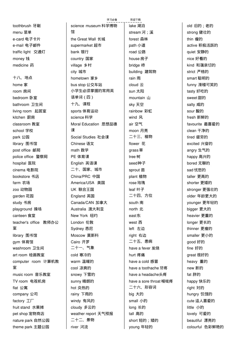 【优质文档】小学生必须掌握的常用英语单词.pdf_第3页