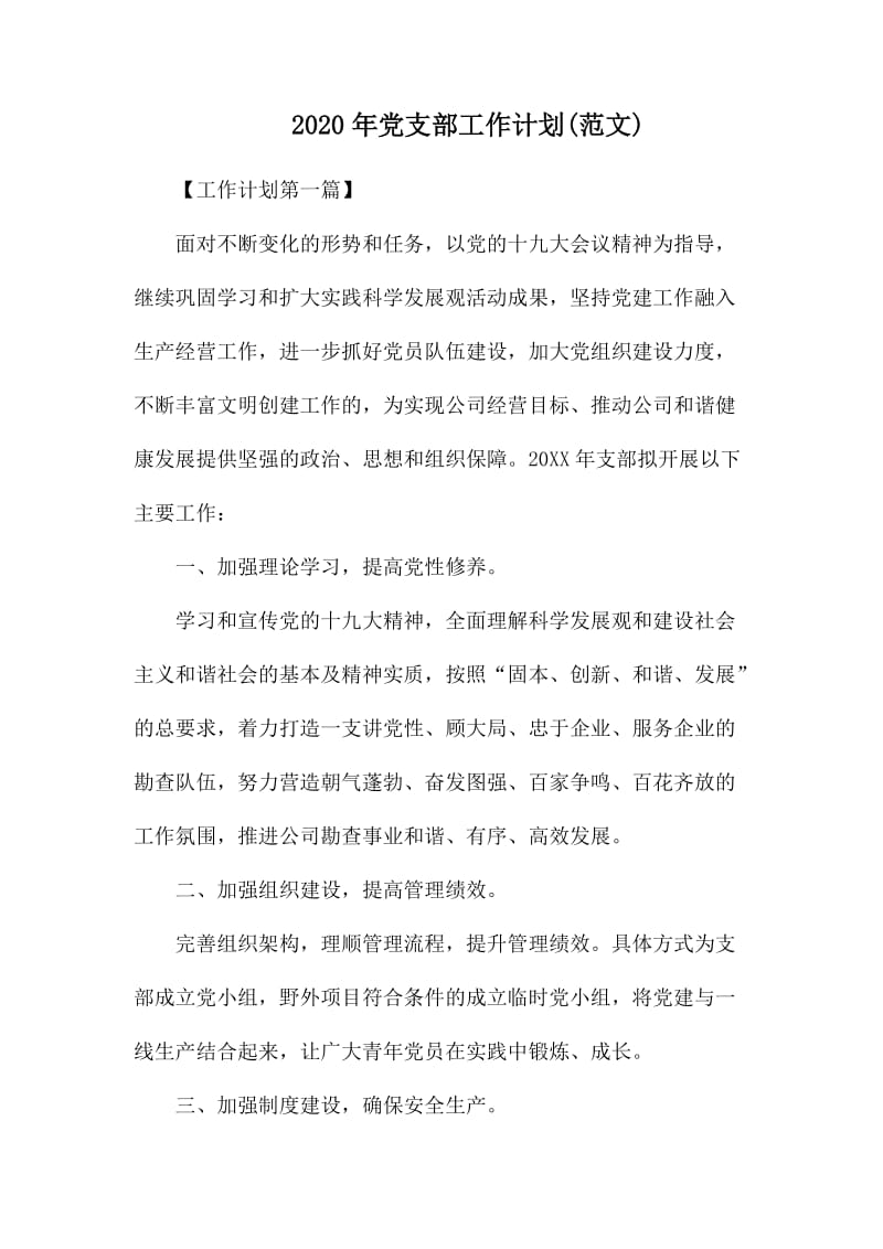 2020年党支部工作计划.docx_第1页