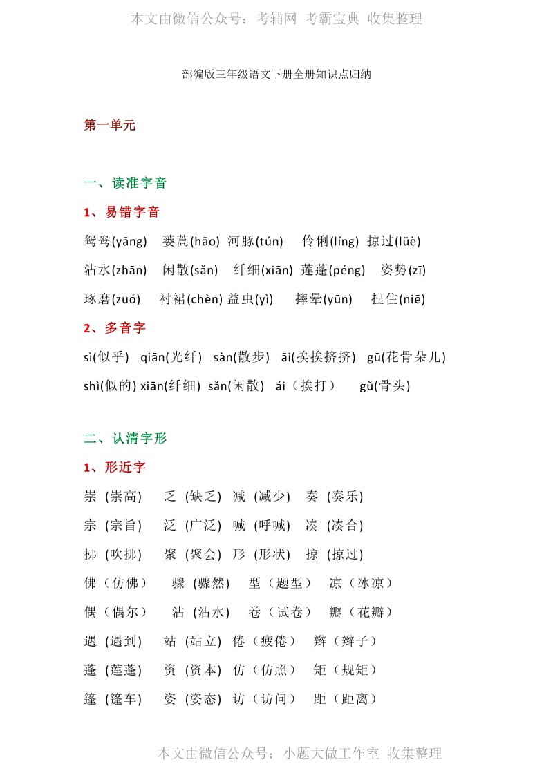 部编版三年级语文下册全册知识点归纳.pdf_第1页