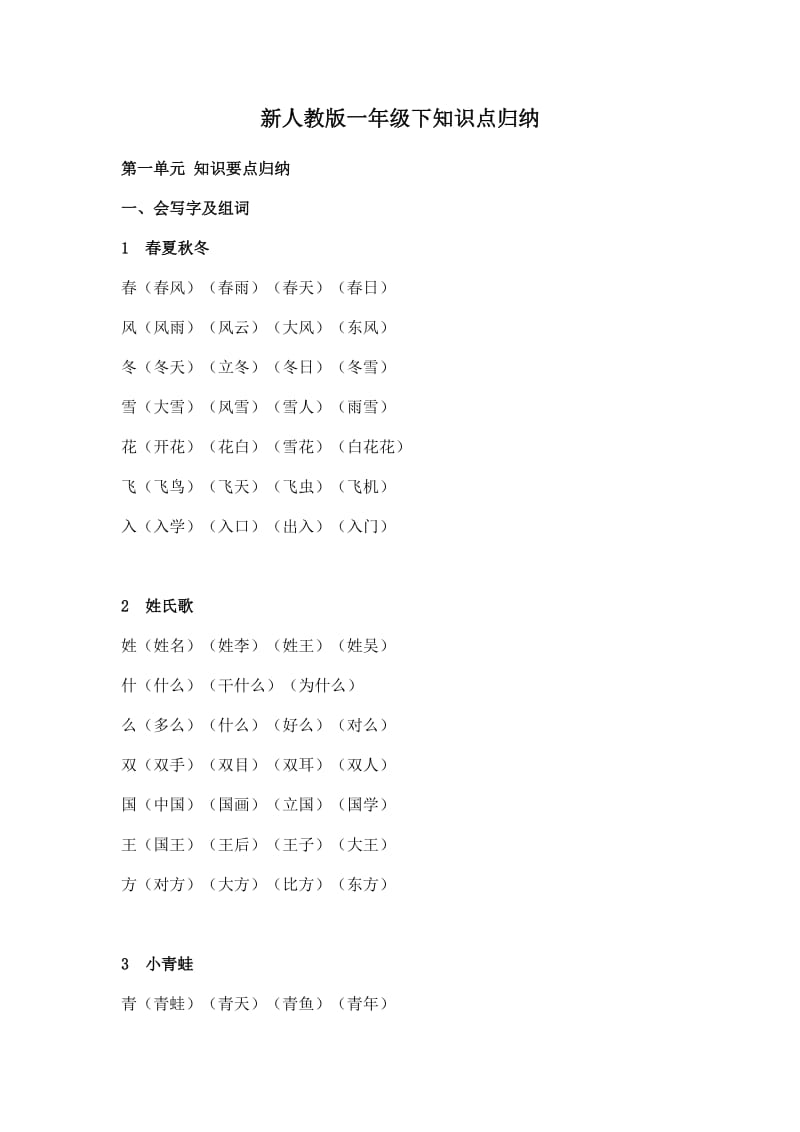 新人教版一年级下知识点归纳.docx.doc_第1页