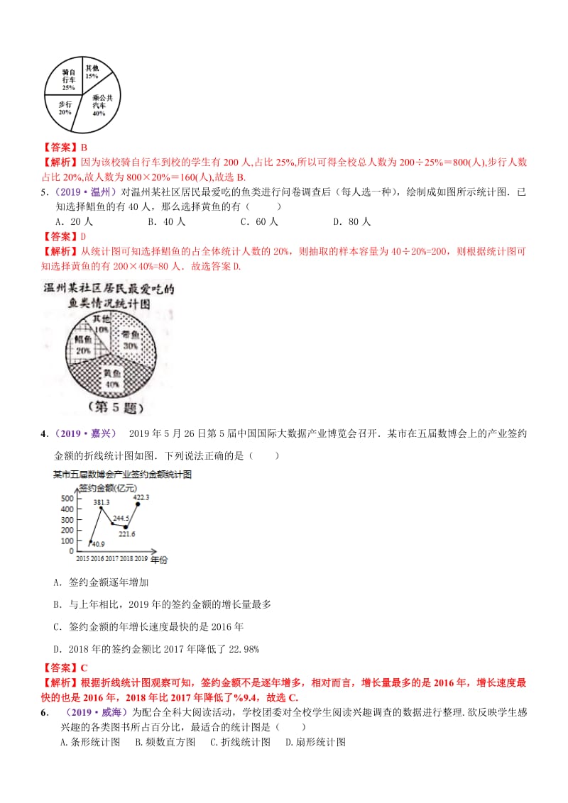 知识点41  统计图表2019中考真题分类汇编.docx_第2页