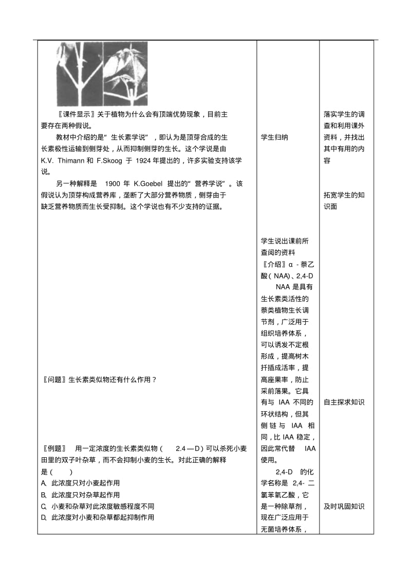 (人教版)生物必修三：第3章第2节《生长素的生理作用新课》示范教案(2).pdf_第2页