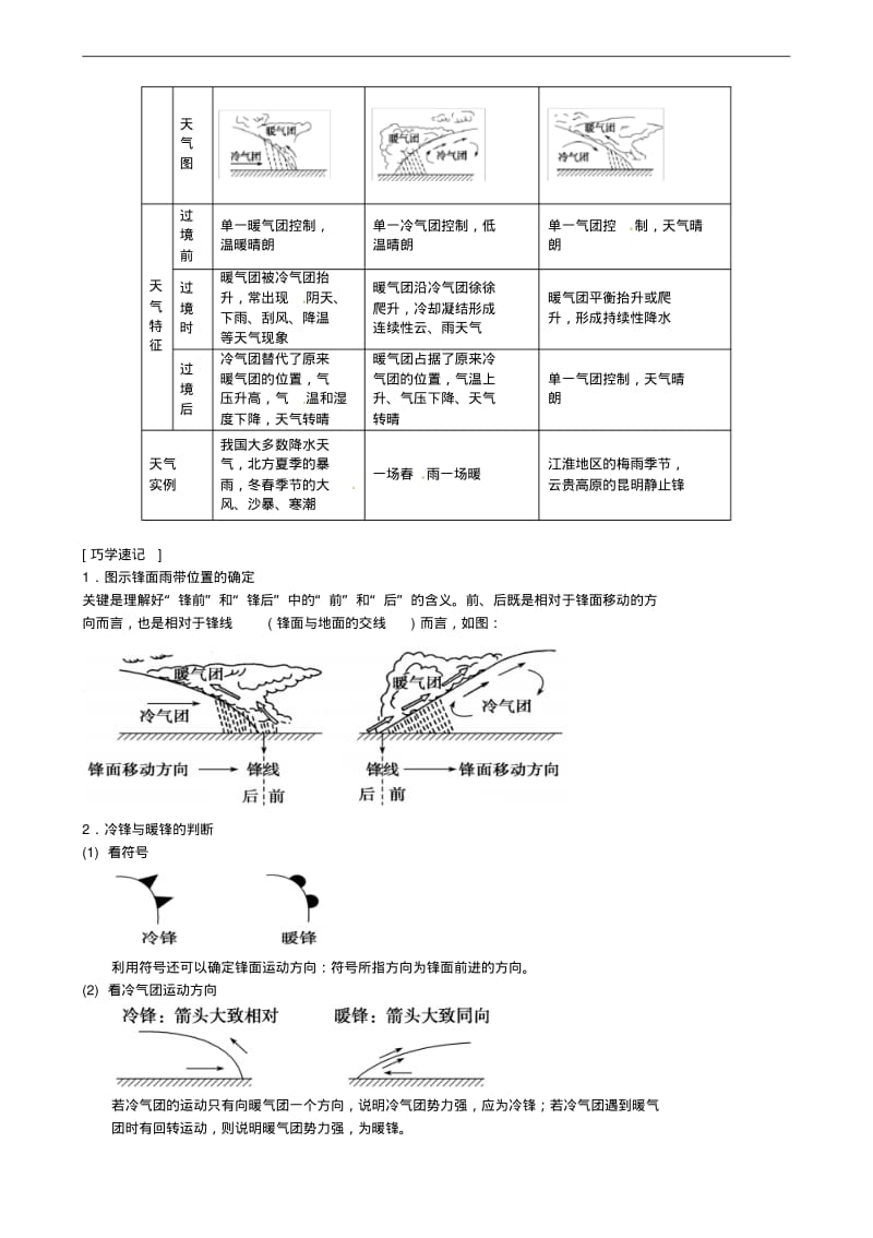 人教版高中地理必修一导学案：2.3.6常见的天气系统.pdf_第3页