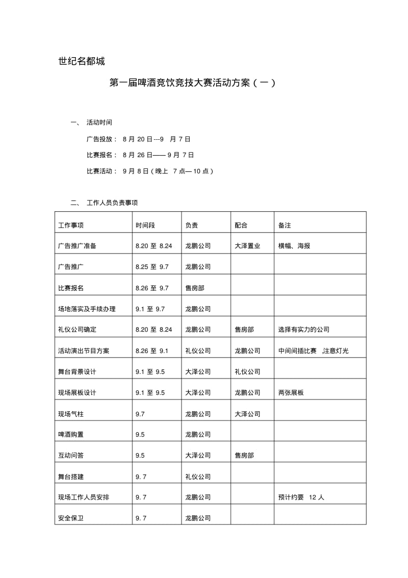 世纪名都城第一届啤酒竞饮竞技大赛活动方案一.pdf_第1页