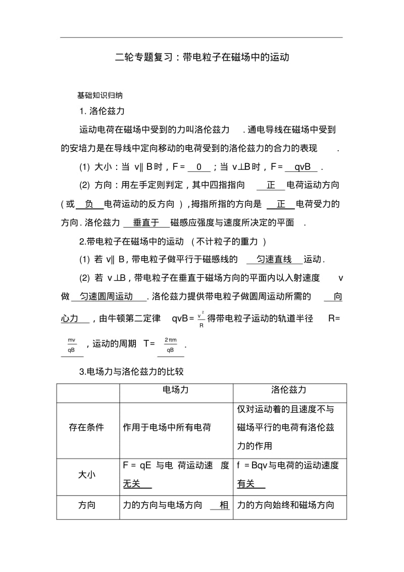 二轮专题复习：带电粒子在磁场中的运动.pdf_第1页