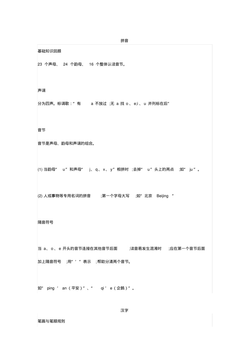 一年级语文必须掌握的拼音、汉字、组词知识归纳.pdf_第1页