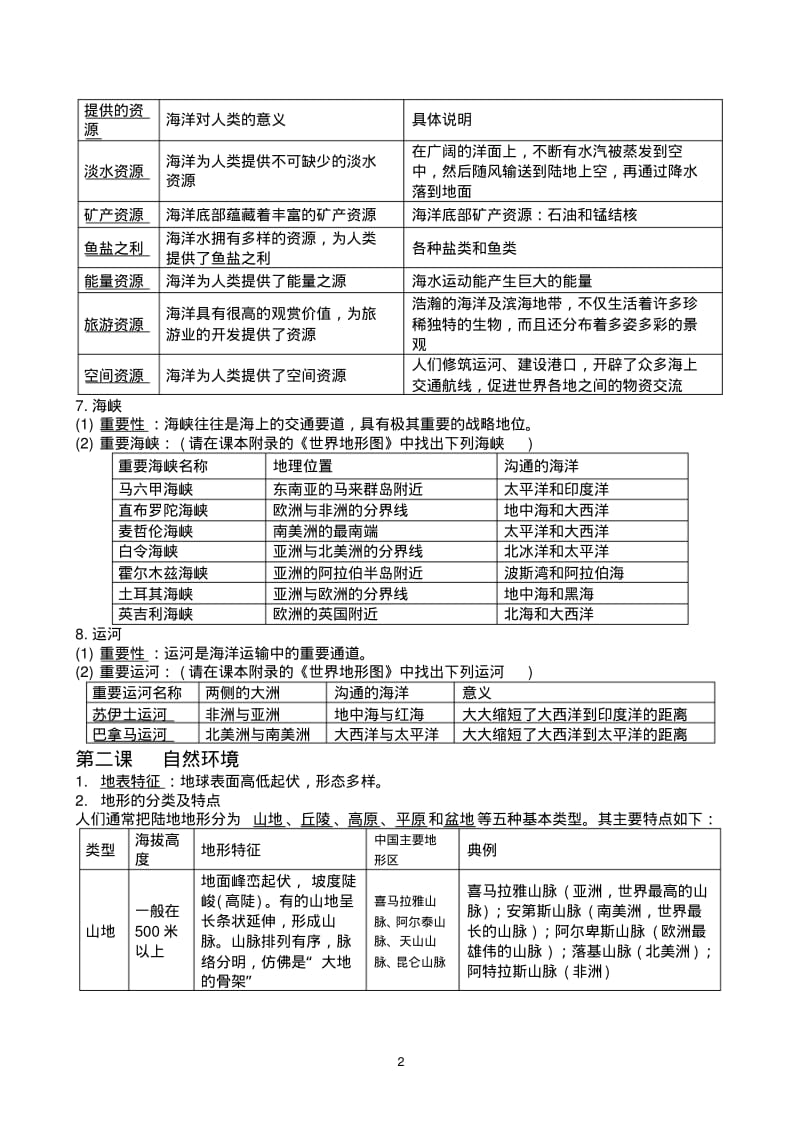 七年级上历史与社会人教版第二单元人类共同生活的世界复习提纲.pdf_第2页