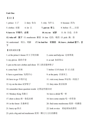 译林英语5下Unit1词汇、词组.docx