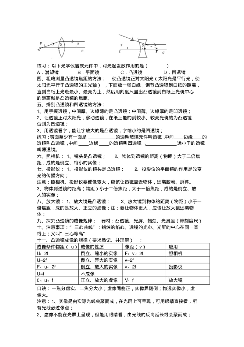 初二物理透镜及其应用知识点及试题.pdf_第2页