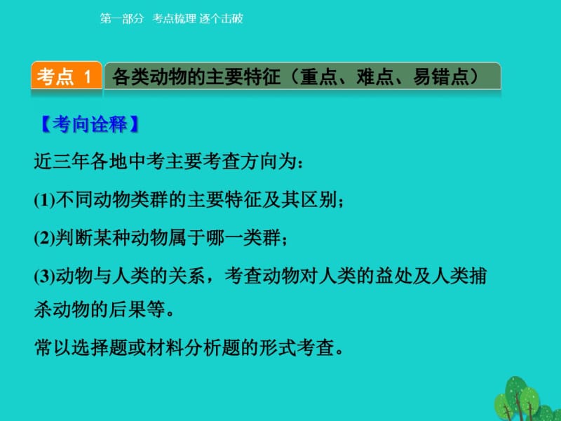 【人教版】2017版中考生物考点梳理：5.1《动物的主要类群》ppt课件.pdf_第2页