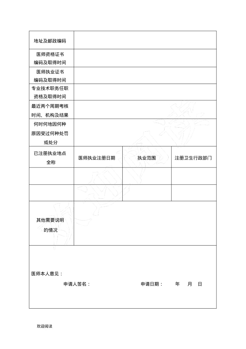 医师多点执业注册申请审核表格模板.pdf_第2页