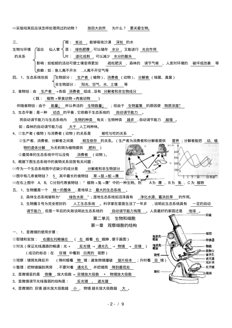 最新人教版七年级上册生物知识点归纳.pdf_第2页