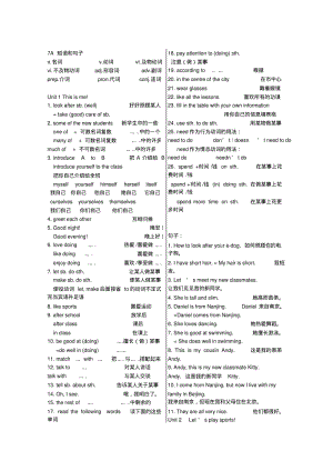 新版英语7A各单元知识点总结.pdf