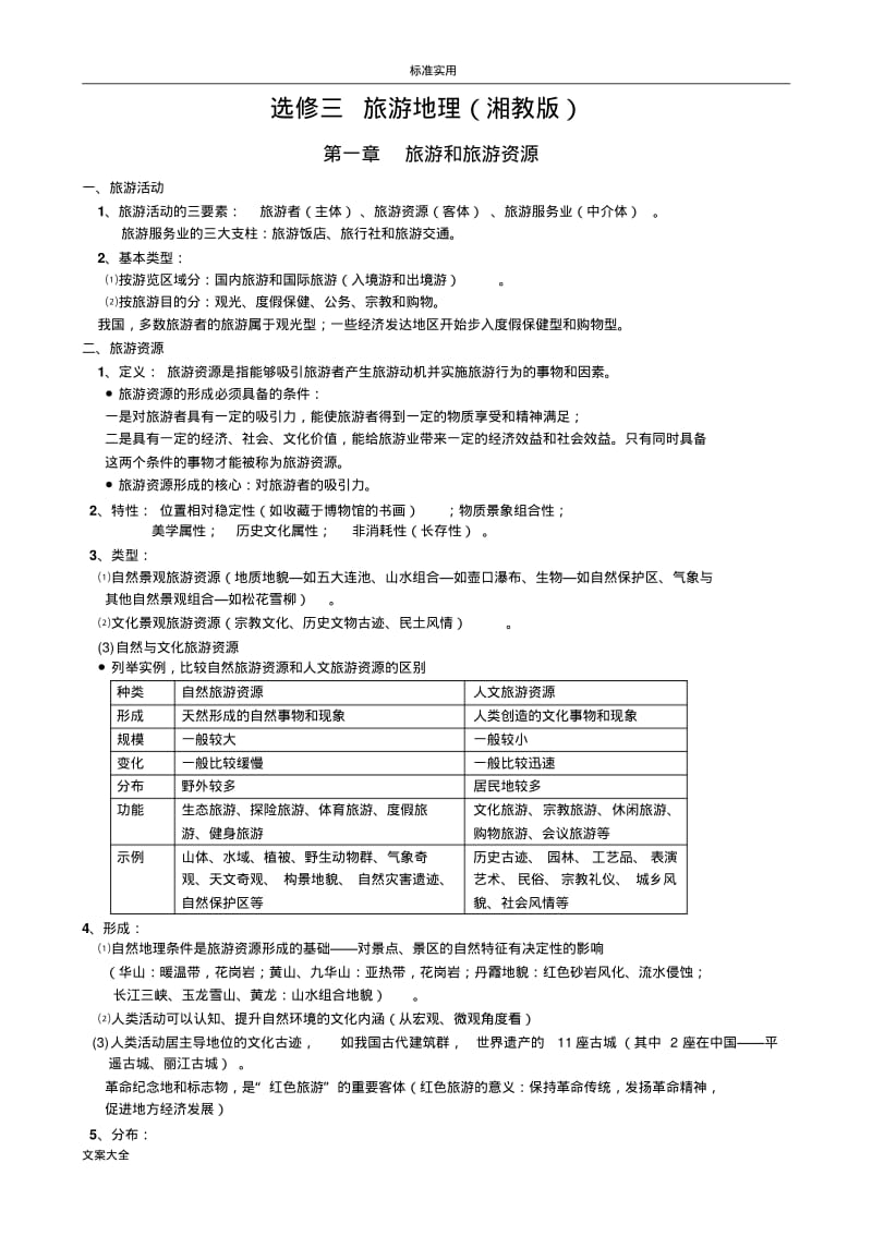 选修三-旅游地理知识点总结材料(湘教版).pdf_第1页