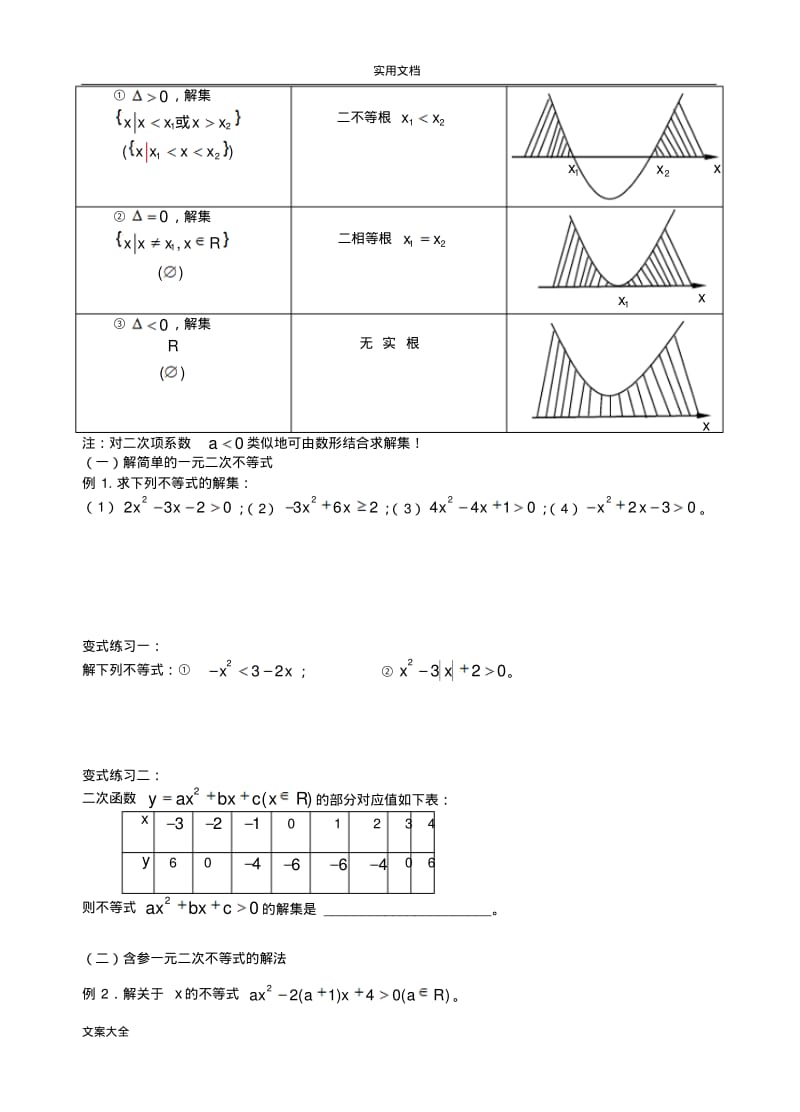 高一新课第五讲：一元二次、一元高次不等式及分式不等式地解法.pdf_第2页