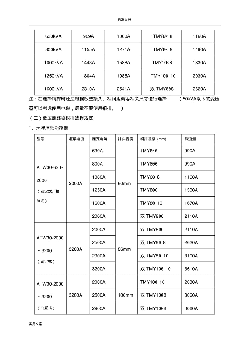 铜排选用设计要求规范(断路器变压器匹配).pdf_第3页