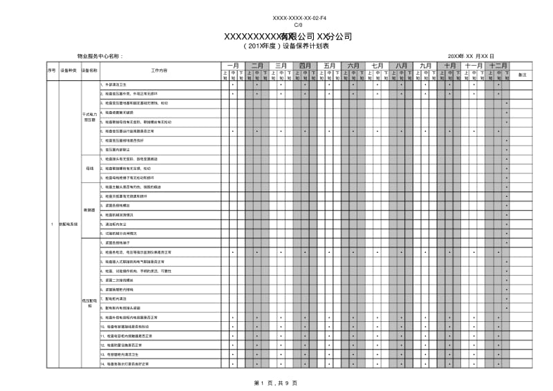 物业工程设备年度保养计划.pdf_第1页