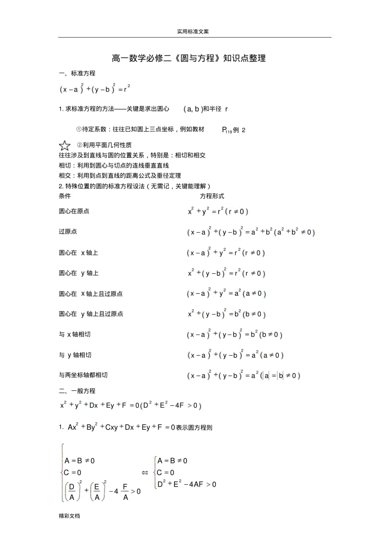 高一数学必修二《圆与方程》的知识点整理.pdf_第1页