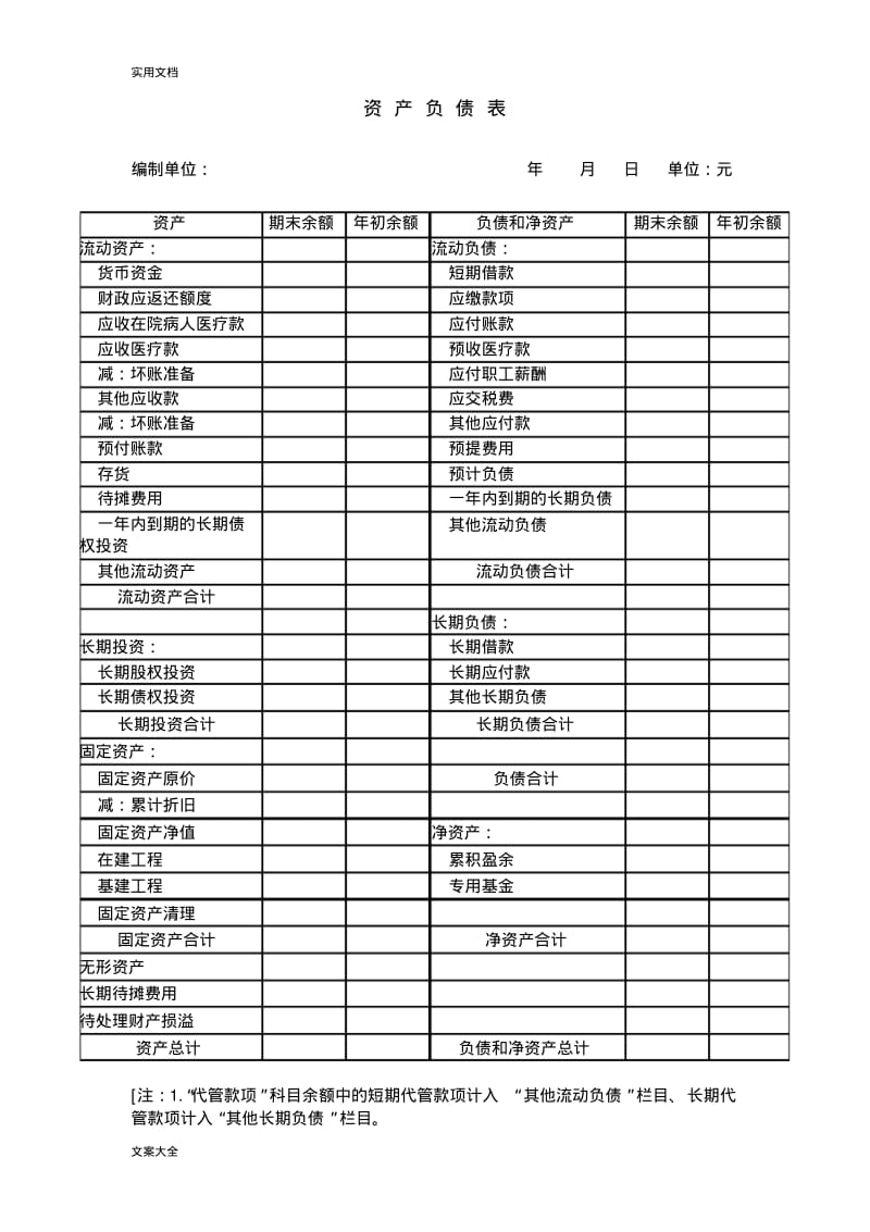 医院会计报表格式(调整).pdf_第1页