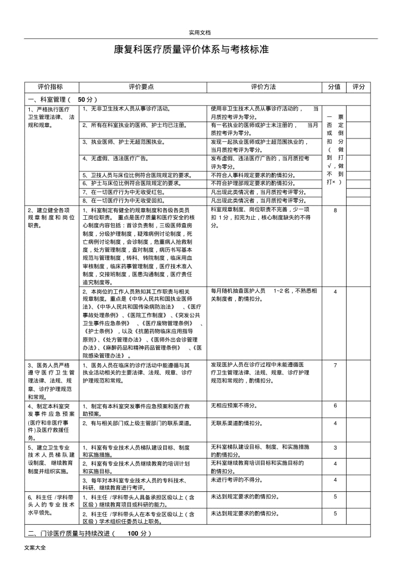 康复科医疗高质量评价与衡量体系与考核实用标准.pdf_第1页