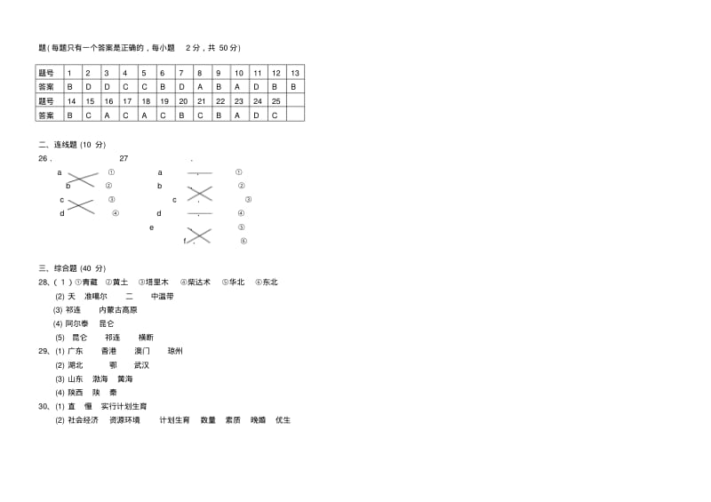 2012八年级上册地理第一次月考考试试卷及答案.pdf_第3页