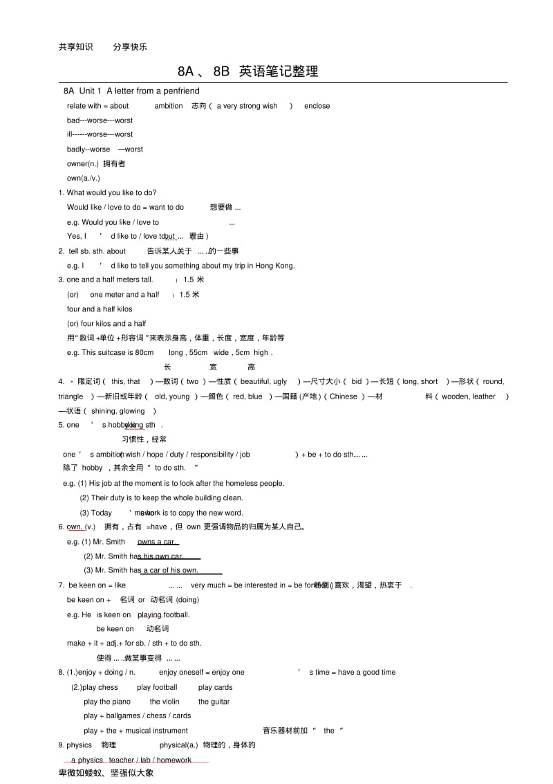 上海牛津英语8A、8B笔记.pdf_第1页