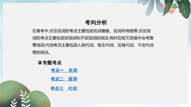 高考英语一轮复习第二部分语法专练专题一名词冠词和代词课件外研版.pdf_第2页