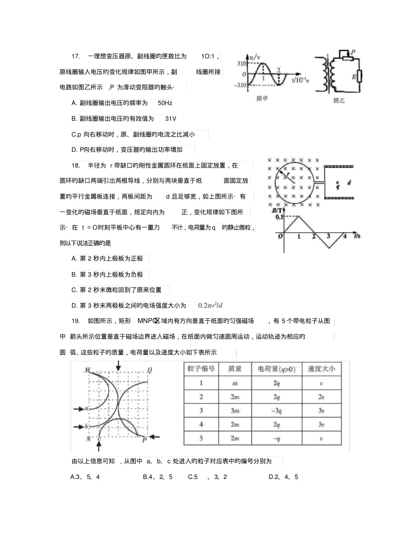 湖南郴州2019高三第二次教学质量监测-物理.pdf_第2页