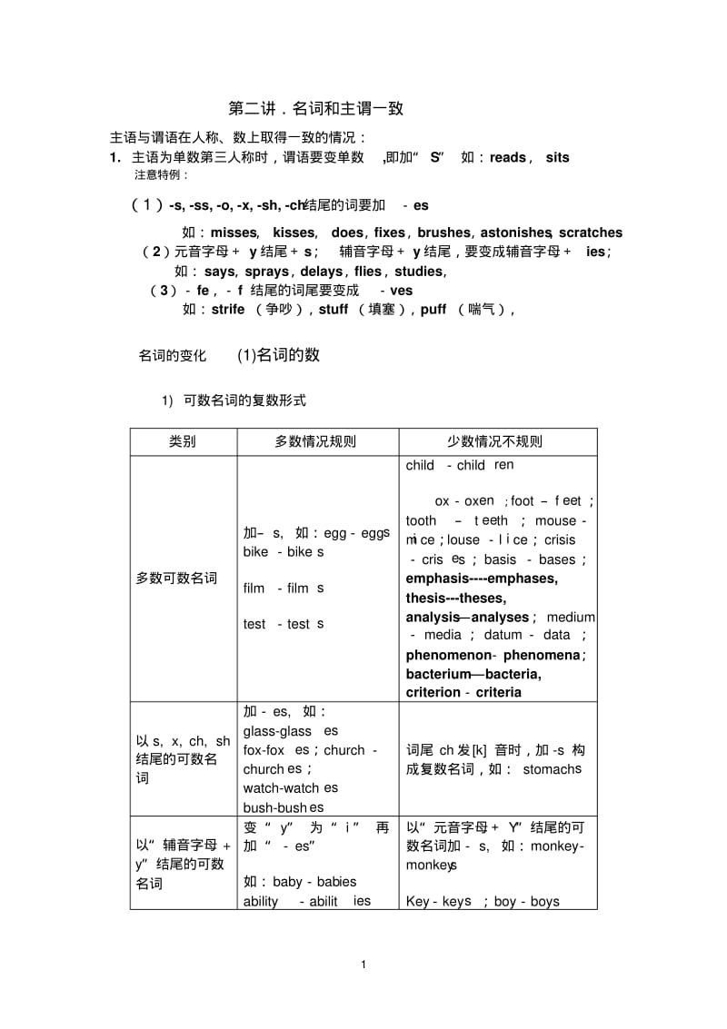 名词及主谓一致用法和练习.pdf_第1页