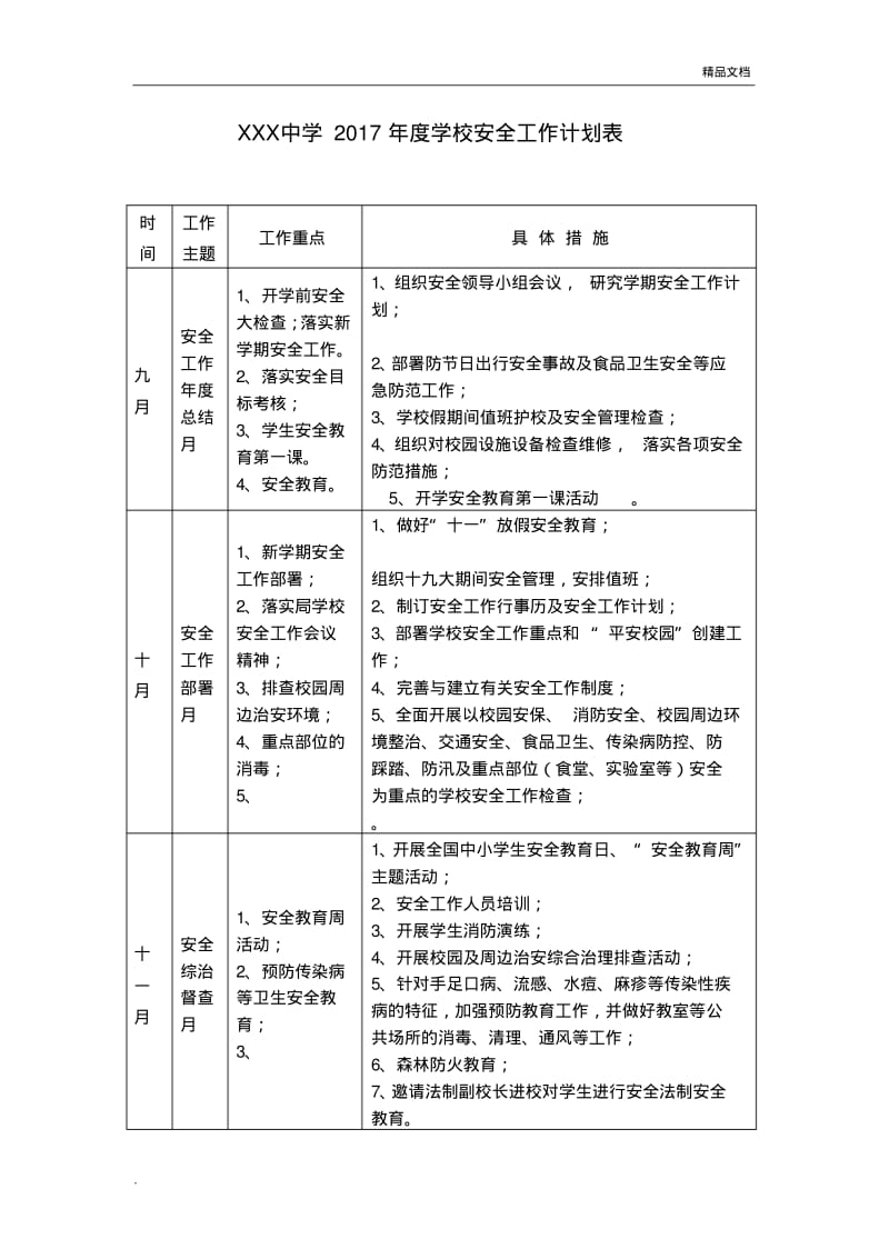 中学年度学校安全工作计划表.pdf_第1页