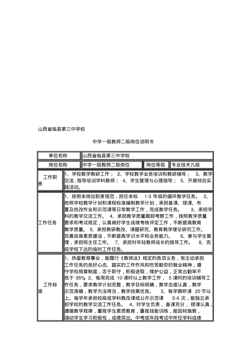 中学一级教师一级岗位说明书.pdf_第1页