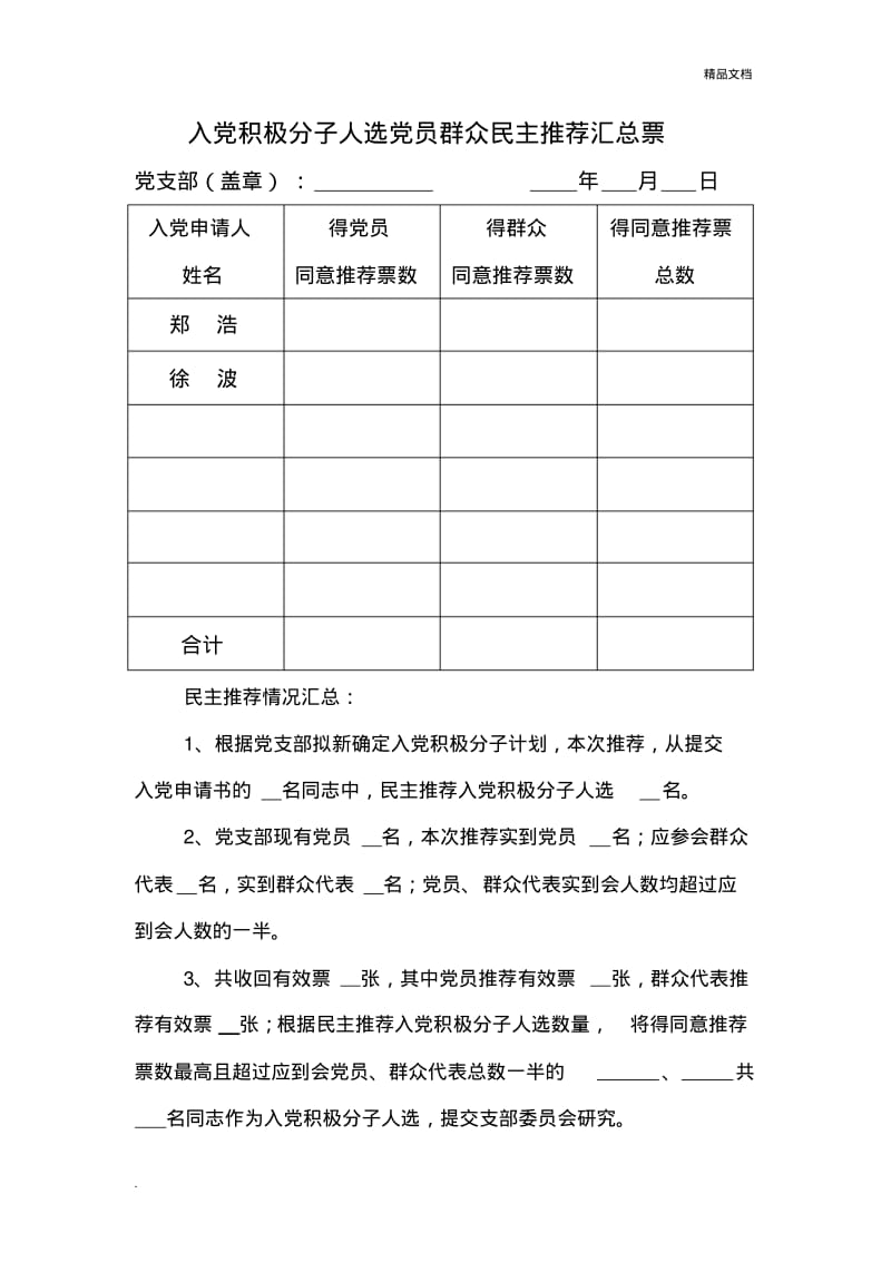 入党积极分子人选党员群众民主推荐票.pdf_第2页