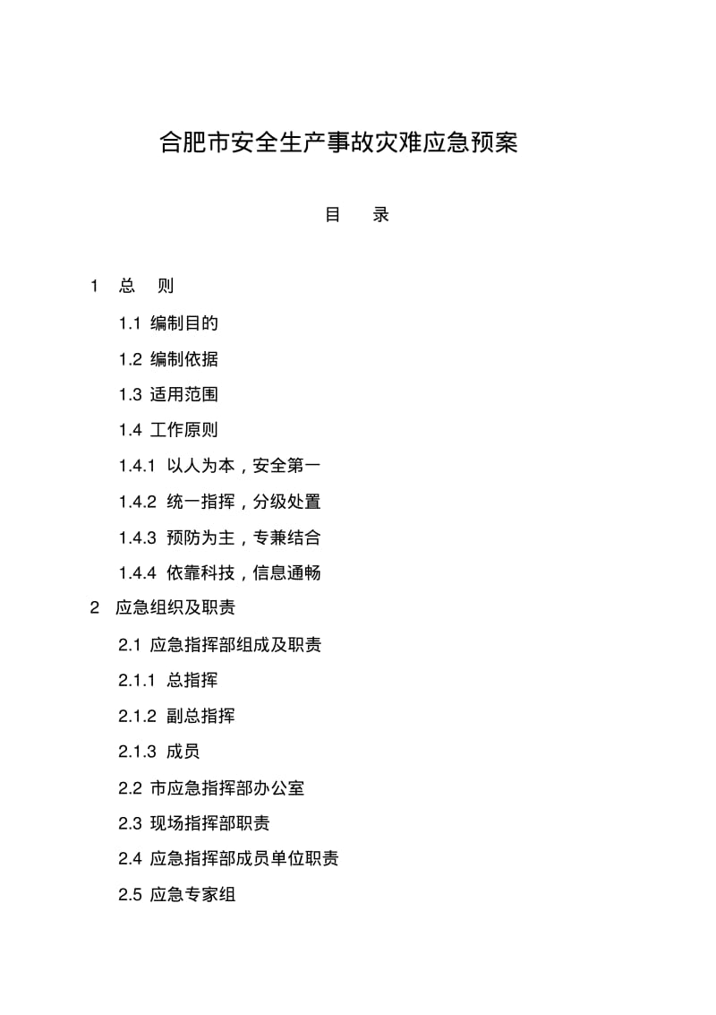 合肥市安全生产事故灾难应急预案.pdf_第1页