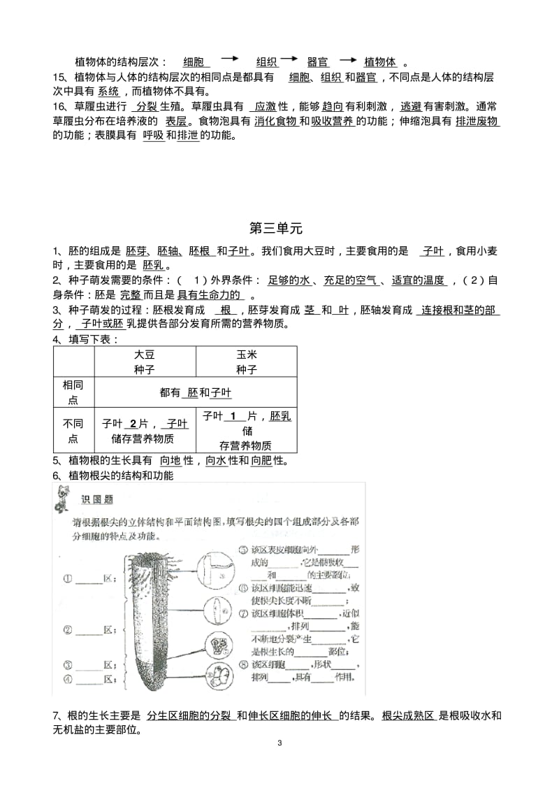 苏教版七年级生物上学期知识点汇总汇总.pdf_第3页