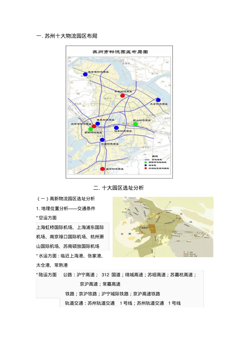 配送中心实训苏州十大物流园区选址分析.pdf_第1页