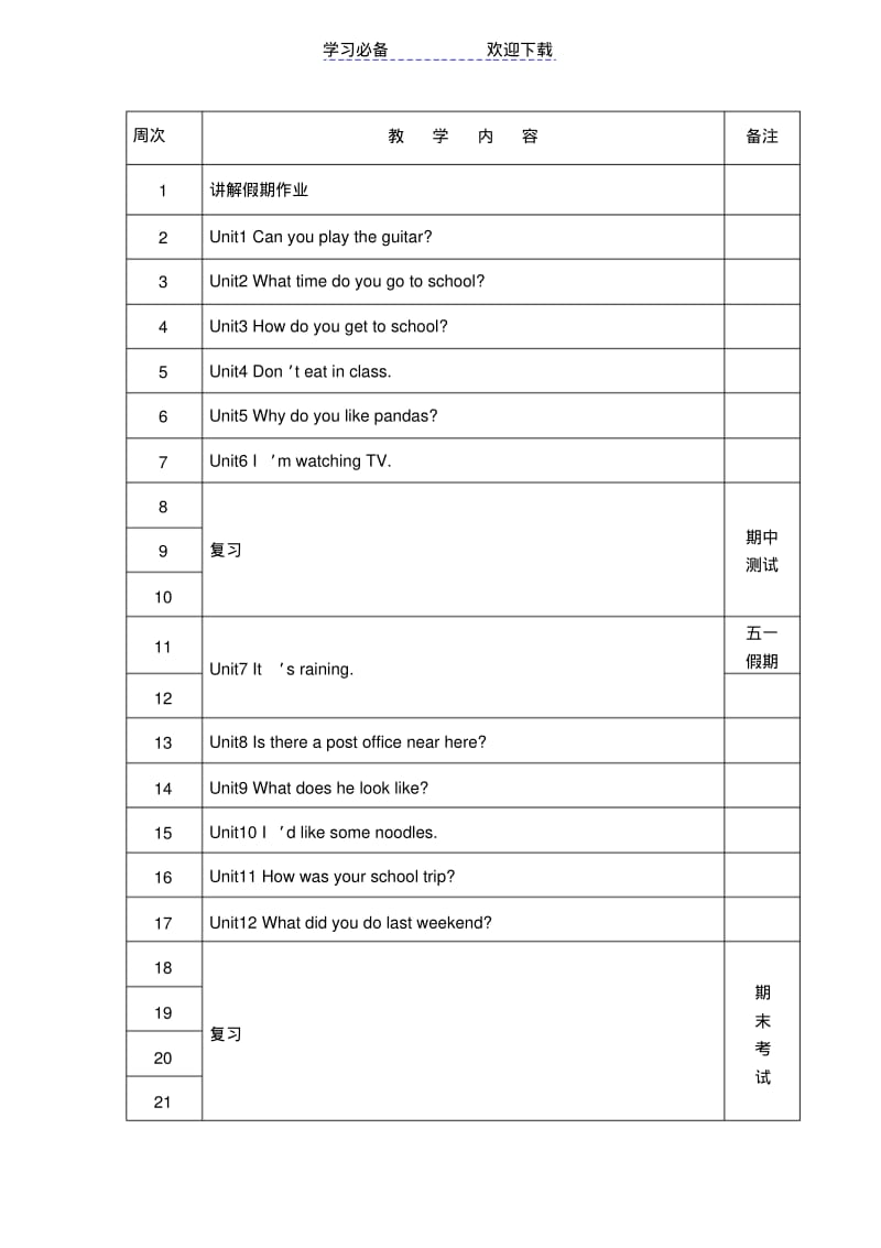 七年级英语下册教学计划和教学进度.pdf_第3页