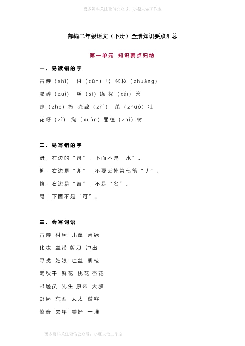 部编二年级语文（下册）全册知识要点汇总.pdf_第1页