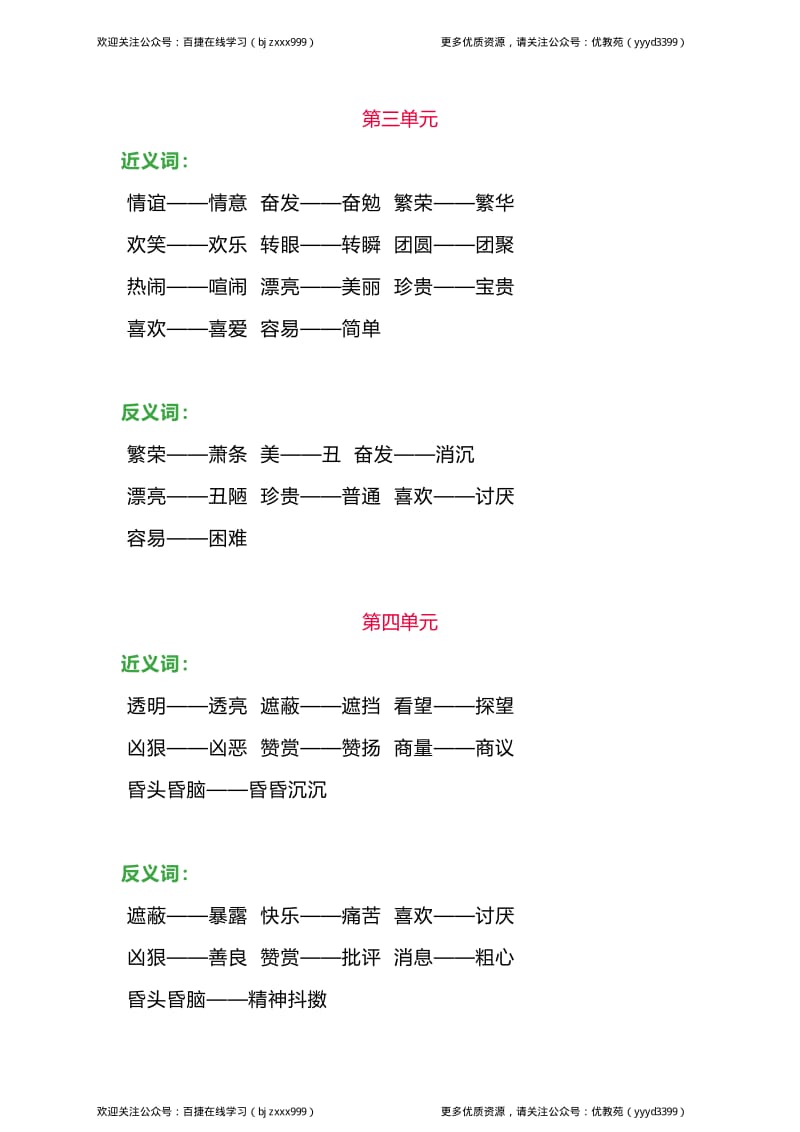 部编版二年级下册语文全部单元近、反义词汇总.pdf_第2页