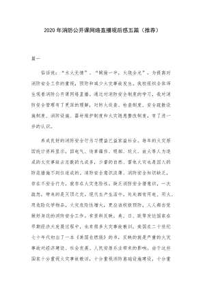 2020年消防公开课网络直播观后感五篇（推荐）.docx