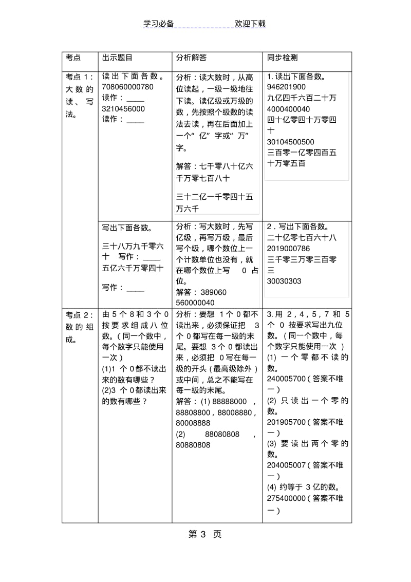 四年级上册数学素材第九单元总复习导学案人教新课标.pdf_第3页